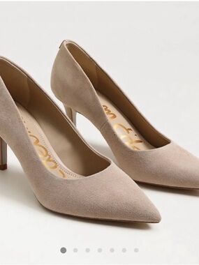 Sam Edelman Beige Suede Pointed-Toe Heels